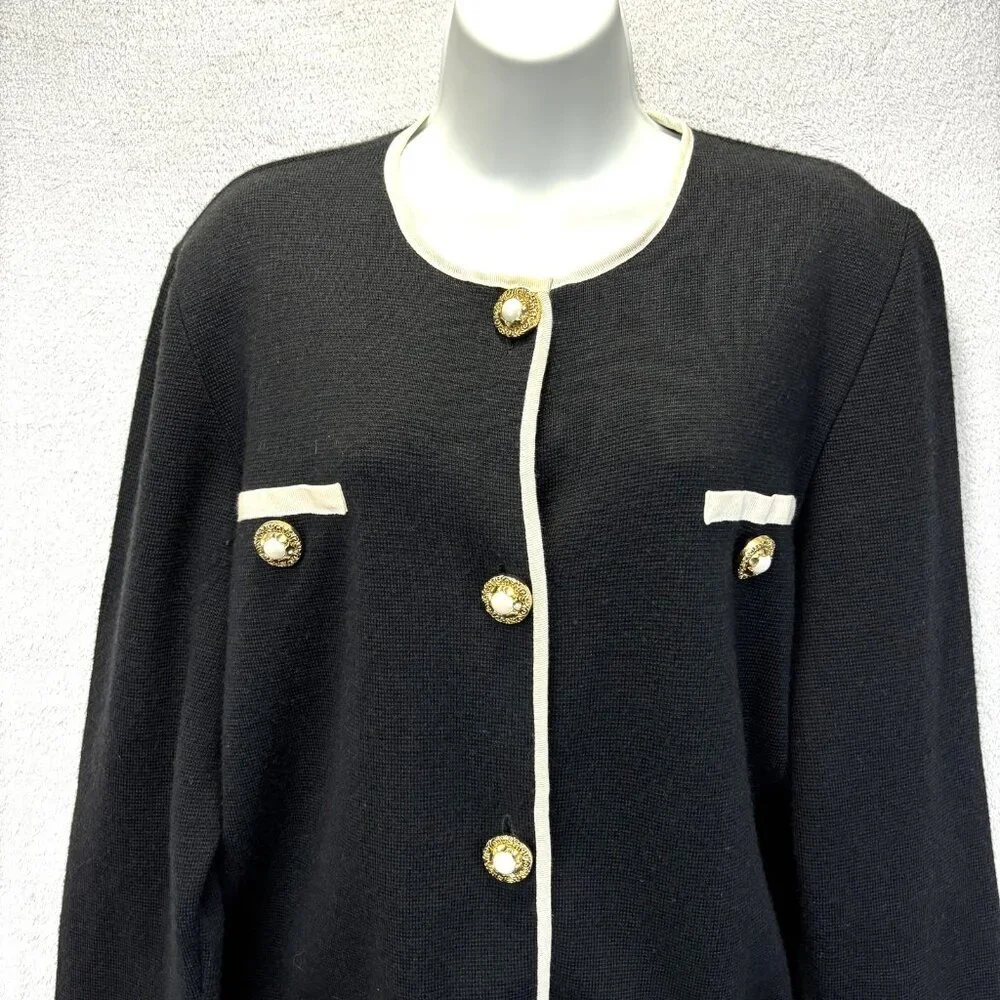 Vintage 90s‎ Express Tricot Cardigan Sweater Womens Large L Black Pearl Italy